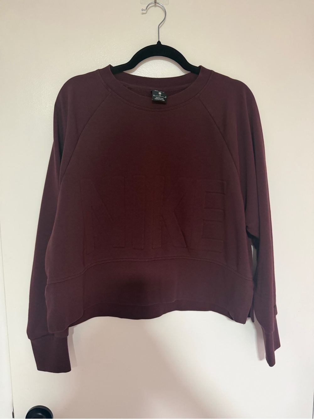 Nike Women's Maroon Embossed Logo Pullover Sweatshirt